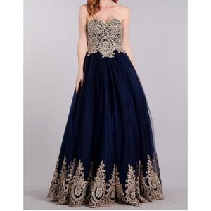 Offers accepted! Long Navy Strapless Ballgown